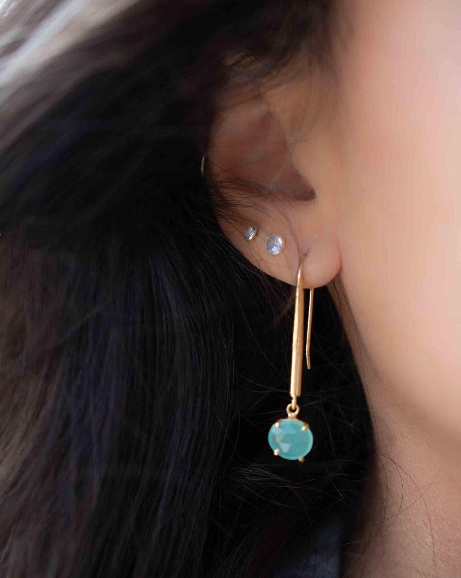 Jonah Aqua Chalcedony Earrings ~ 18k Gold Plated ~ ME198