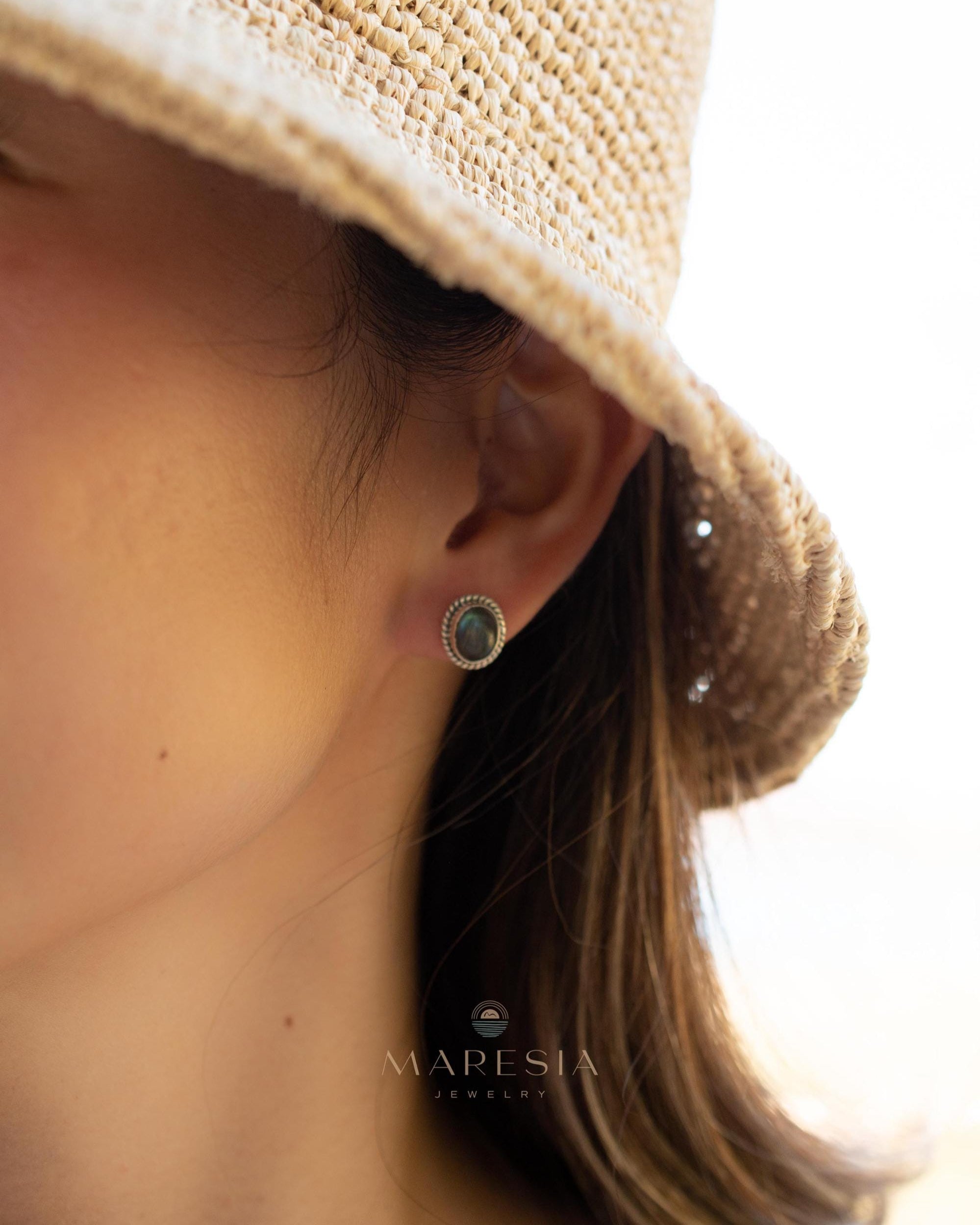 Delicate Labradorite Earrings ~ Sterling Silver 925 ~ Gemstone ~ Post ~ Stud ~Handmade ~ Jewelry ~ Gift For Her ~ Maresia ME018