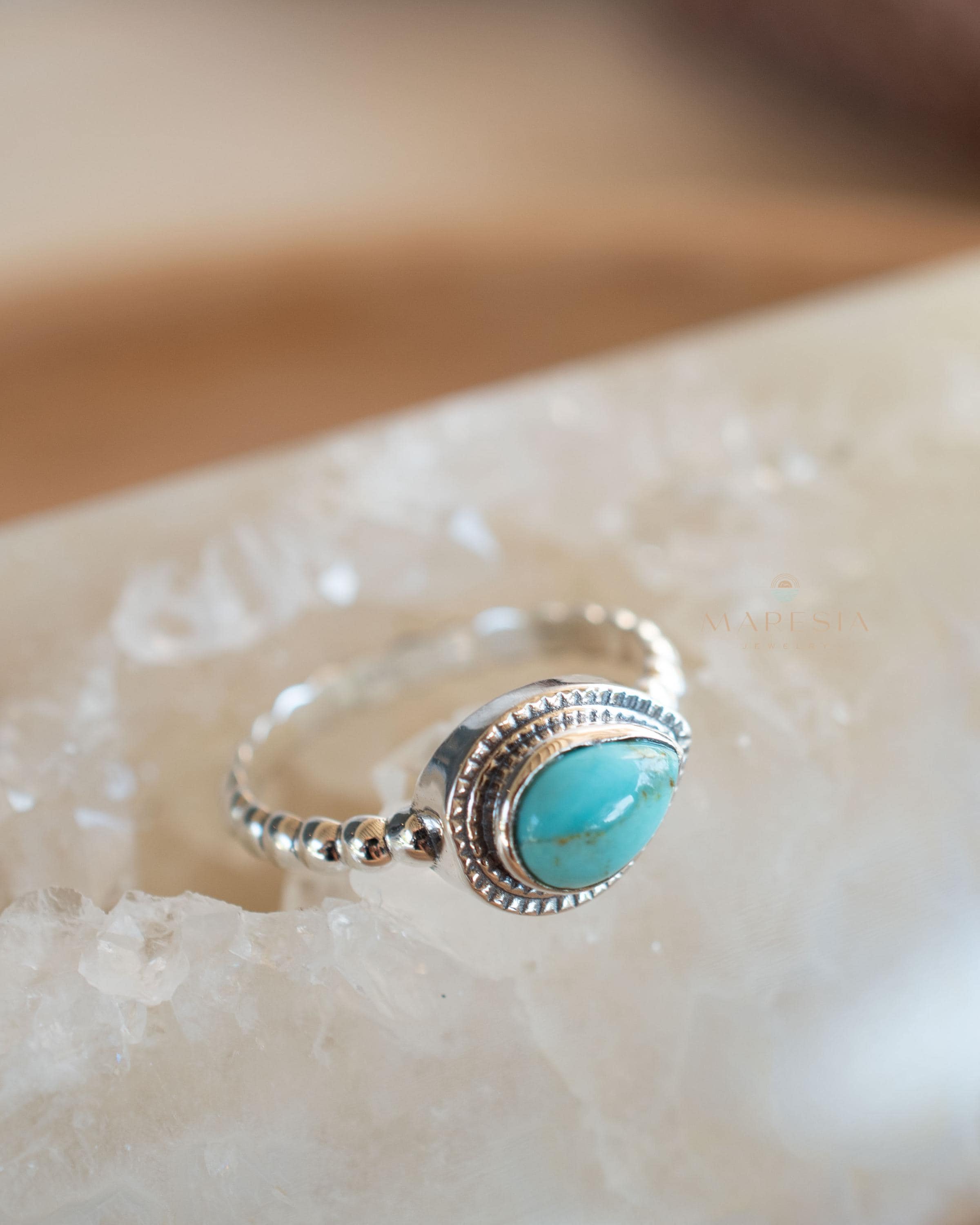 Turquoise Ring ~ Sterling Silver 925 ~ Handmade ~ Everyday ~Delicate ~Gift for her ~Boho ~ Hippie ~Bohemian~MR243