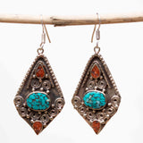 Amanda Turquoise Tibetan Earrings ~ German Silver ~ SME051 - Maresia Jewelry