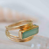 Aqua Chalcedony Gold Ring ~ Delicate ~ 18k Gold Plated ~ Handmade ~ Gemstone ~ Statement  ~ Hippie ~Bohemian~ June Birthstone ~ MR302