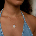 Labradorite, Aqua Chalcedony, Blue Chalcedony, Rose Quartz, Moonstone, Copper Turquoise, Emerald Necklace ~ Tear Drop ~ Gold Vermeil ~MN0