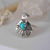 Turquoise Ring ~ Bird Ring ~ Sterling Silver 925 ~Handmade ~ Statement ~ Bohemian ~Jewelry ~Gift For Her ~Gemstone~December Birthstone~MR297