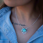 Turquoise necklace~ Sterling Silver 925 ~ curb ball chain ~ beaded chain ~ Jewelry ~ Gift For Her ~ Handmade~ Thin Chain MN067