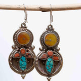 Denise Turquoise Tibetan Earrings ~German Silver ~ SME013 - Maresia Jewelry