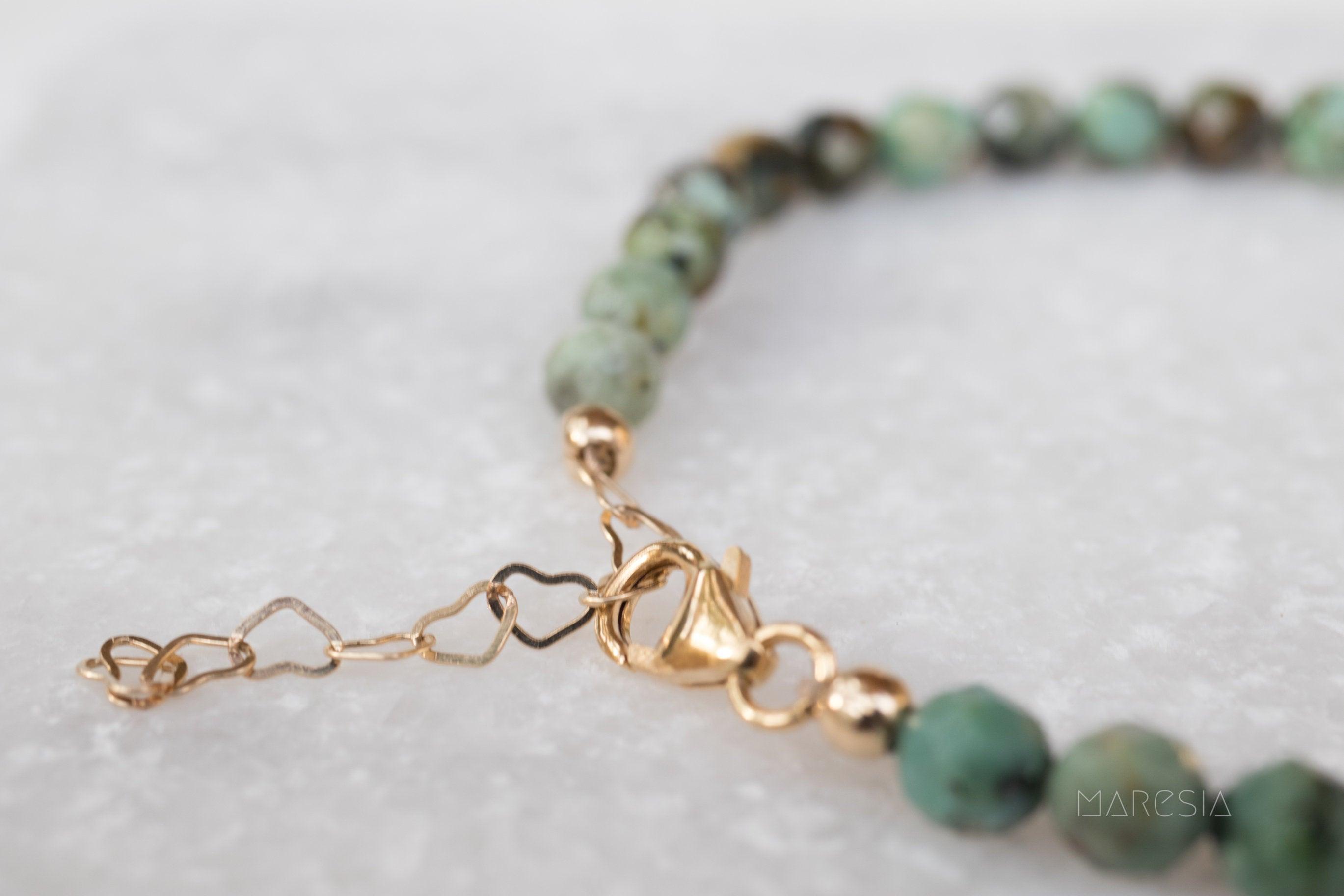 Green Jasper Bracelet ~ Gold Filled or Sterling Silver 925 ~ MB002 - Maresia Jewelry
