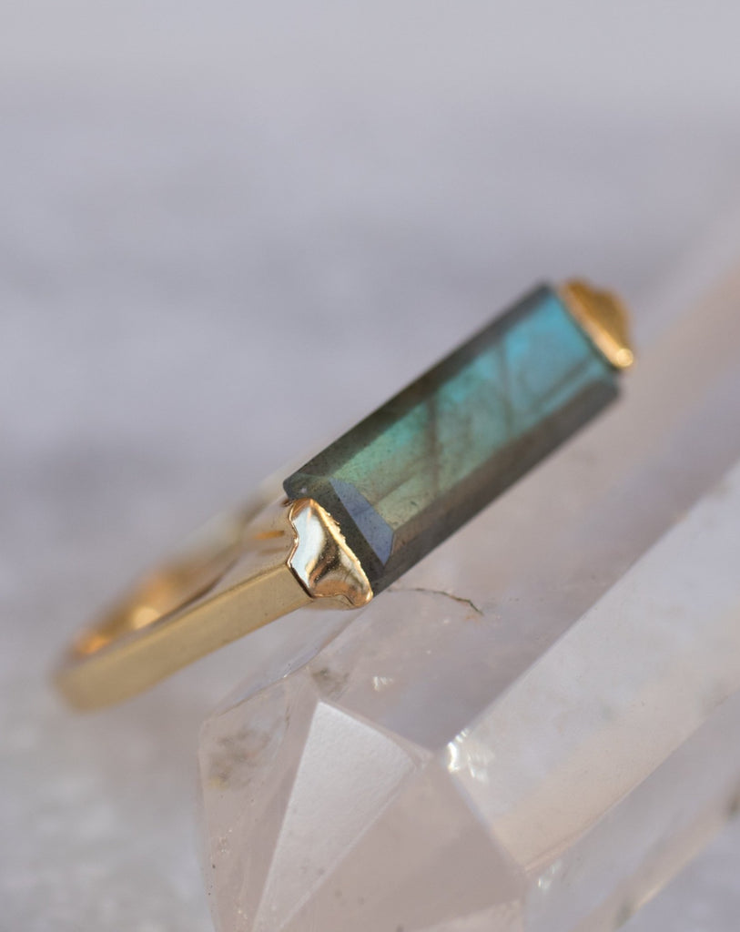 Rainbow Labradorite Ring ~  18k Gold Plated ~ MR161 - Maresia Jewelry