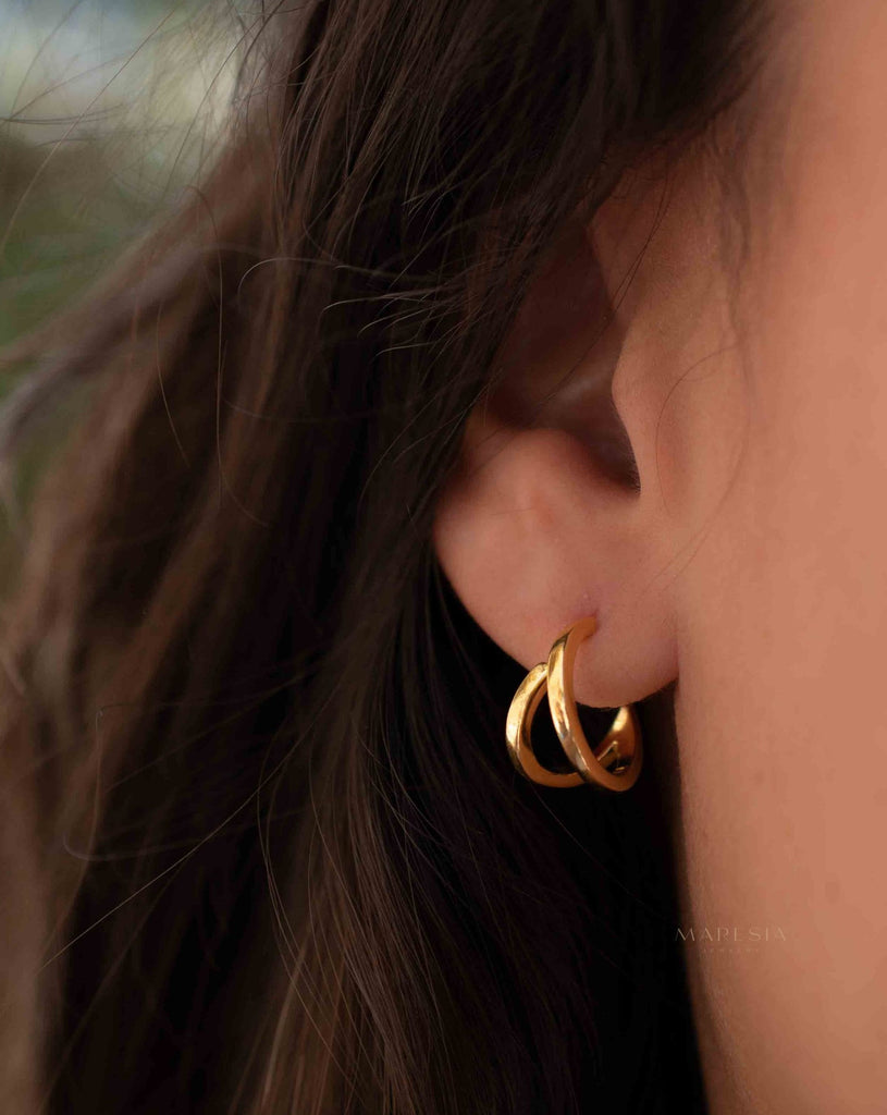 Delicate small hoop Earrings ~ Stud ~ Jewelry ~ 18k Gold Plated ~ Minimalist Everyday ~ Gift for Her ~ Boho ~ Hippie ~ ME215