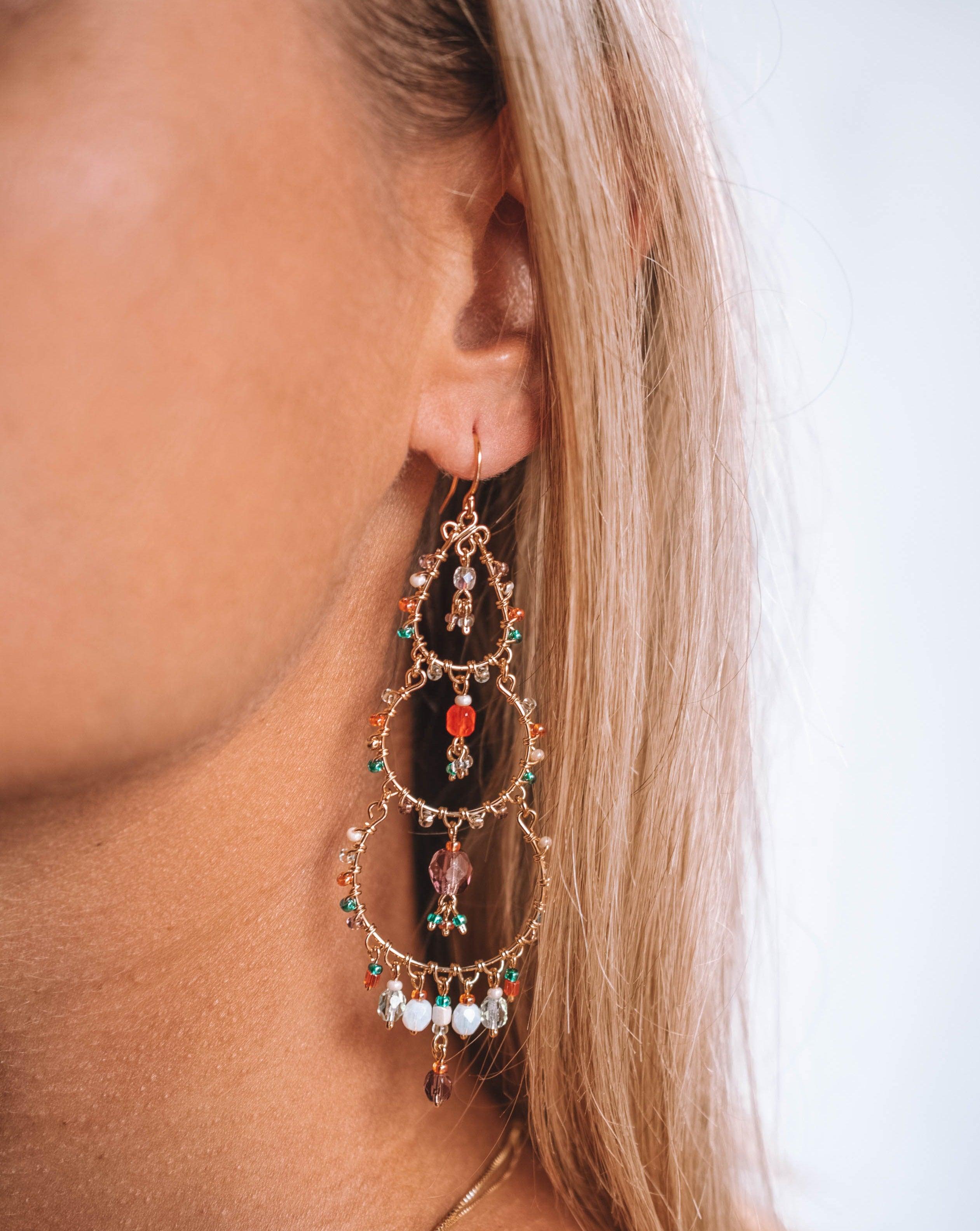 916 22k Yellow Gold Dangle Earrings Handmade Jewelry for