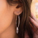 Labradorite Hoop Earrings ~ Sterling Silver or 14k Gold Filled  ~ Jewelry  ~ Natural ~ Organic ~ Everyday  Boho ~ Hippie ~ Circle ~ ME053