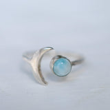 Larimar Moon Ring ~ Sterling Silver 925 ~ MR131 - Maresia Jewelry