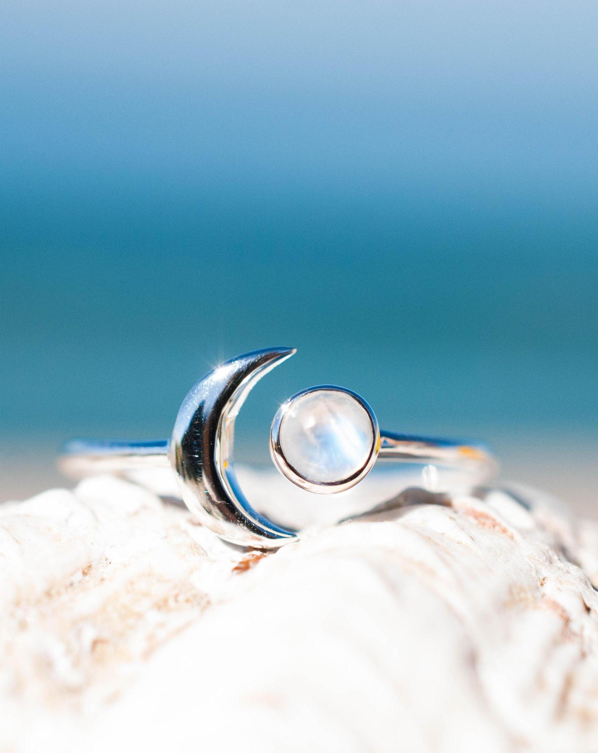 925 Sterling Silver Moonstone Ring hot Jewelry