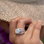 Moonstone & Blue Topaz Ring ~ Sterling Silver 925 ~ Handmade ~ Gemstone Hippie ~ Gypsy ~ Boho ~ Bohemian ~  Stunning~MR269