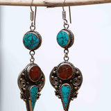 NEW Carrie Turquoise Tibetan Earrings ~German Silver ~ SME - Maresia Jewelry