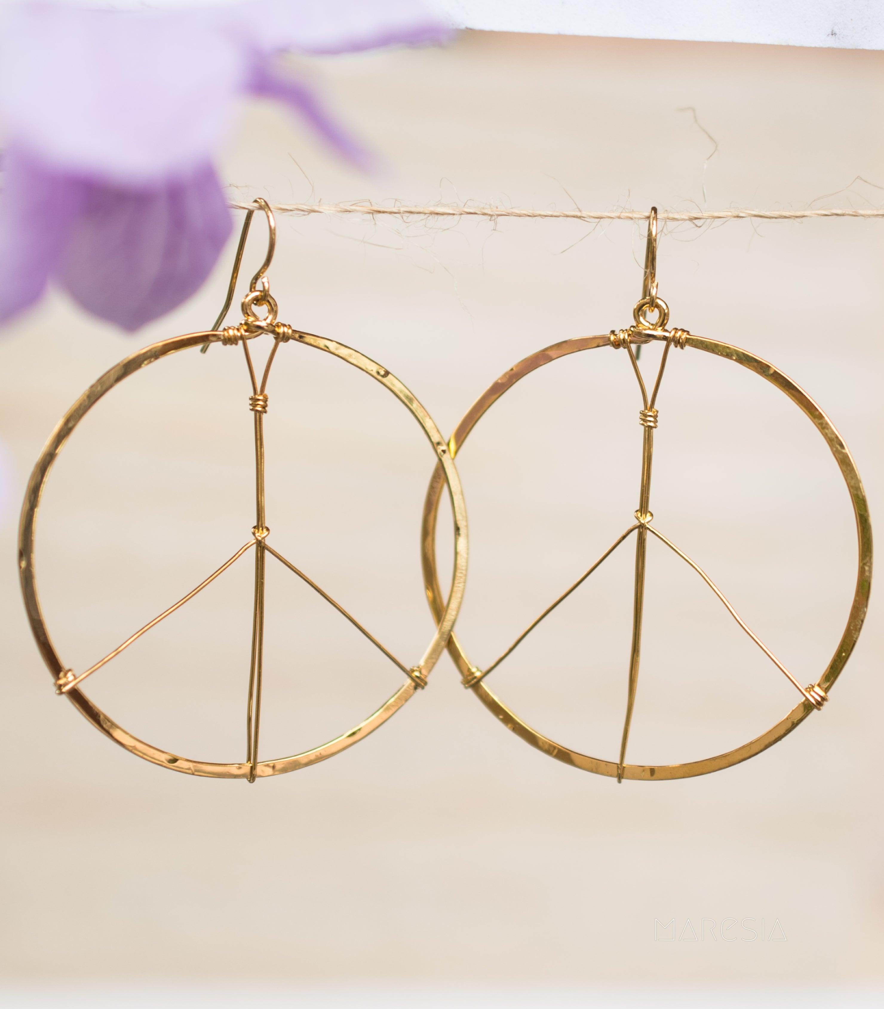 Peace Circle Earrings ~Gold Plated or Silver Plated ~ SME006 - Maresia Jewelry
