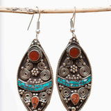 Sophia Turquoise Tibetan Earrings ~ German Silver ~ SME047 - Maresia Jewelry