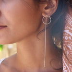 Threader Circle Earrings ~ Sterling Silver 925 ~ME029C - Maresia Jewelry