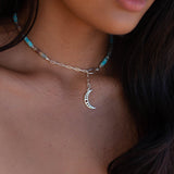 Turquoise Half Moon necklace~ Sterling Silver 925 ~ Choker ~ Jewelry ~ Gift For Her ~ Minimalist~ Handmade