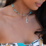 Turquoise Half Moon necklace~ Sterling Silver 925 ~ Choker ~ Jewelry ~ Gift For Her ~ Minimalist~ Handmade