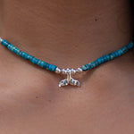 Turquoise whale tail necklace~ Sterling Silver 925 ~ Choker ~ Jewelry ~ Gift For Her ~ Minimalist~ Handmade~