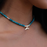 Turquoise whale tail necklace~ Sterling Silver 925 ~ Choker ~ Jewelry ~ Gift For Her ~ Minimalist~ Handmade~