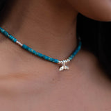 Turquoise whale tail necklace~ Sterling Silver 925 ~ Choker ~ Jewelry ~ Gift For Her ~ Minimalist~ Handmade~