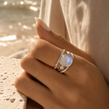 Moonstone & Blue Topaz Ring ~ Sterling Silver 925 ~ MR269