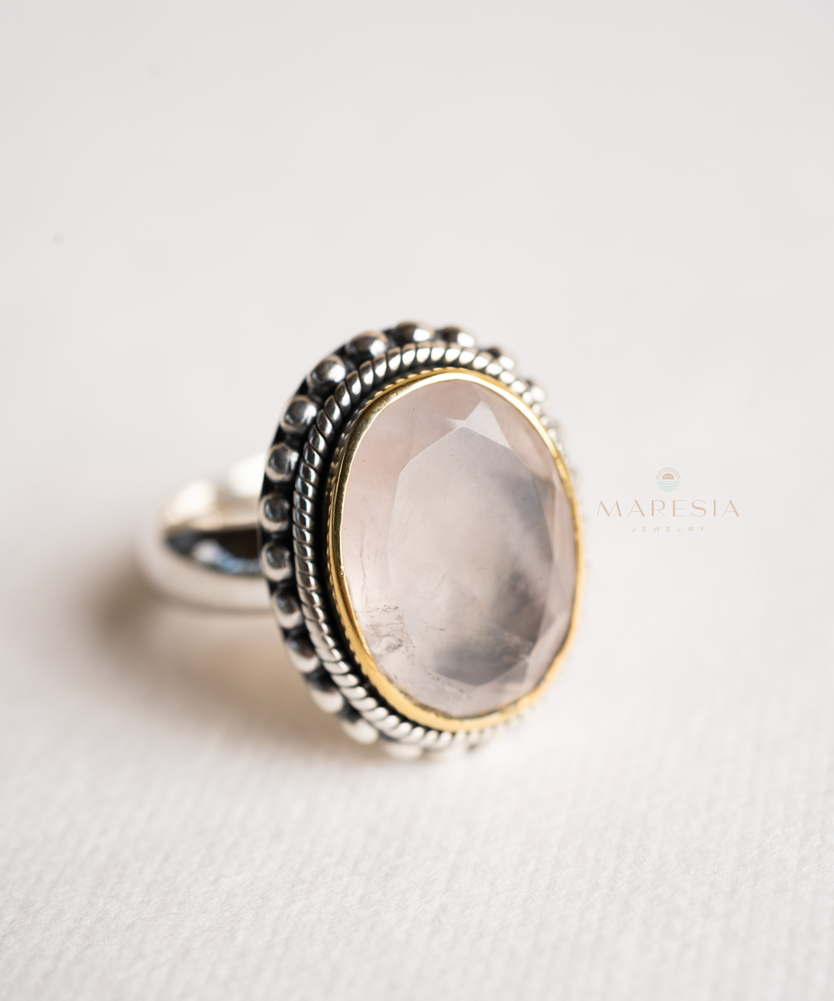 Rose Quartz Ring ~Sterling Silver 925 ~MR001 - Maresia Jewelry