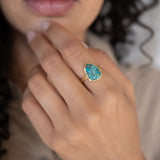 Lia Copper Turquoise Tear Drop Ring ~  18k Gold Plated ~ MR122A