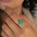 Lia Copper Turquoise Tear Drop Ring ~  18k Gold Plated ~ MR122A