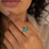 Lia Copper Turquoise Tear Drop Ring ~  18k Gold Plated ~ MR122A