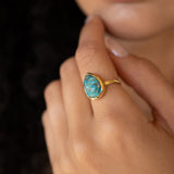 Lia Copper Turquoise Tear Drop Ring ~  18k Gold Plated ~ MR122A