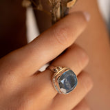 Alice Rainbow Labradorite  Square Ring ~Sterling Silver 925 ~ MR111