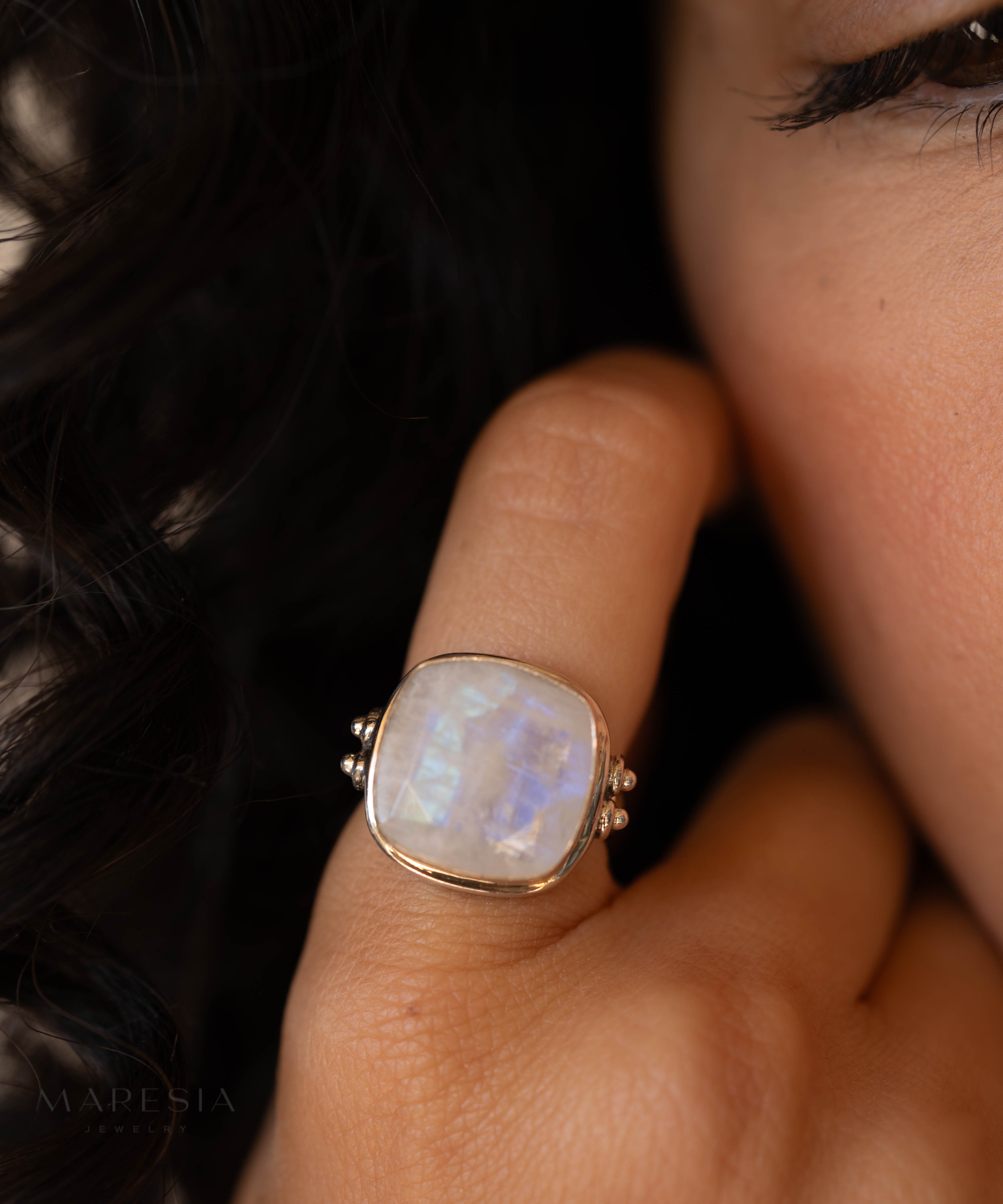Alice Moonstone Ring ~ Sterling Silver 925 ~MR109 **Best Seller** - Maresia Jewelry