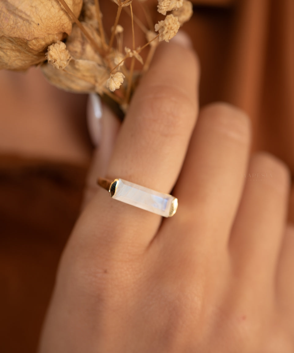 Carine Ring ~Moonstone ~ Gold Plated ~ MR167 - Maresia Jewelry