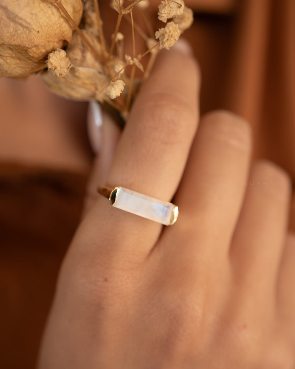 Carine Ring ~Moonstone ~ Gold Plated ~ MR167 - Maresia Jewelry