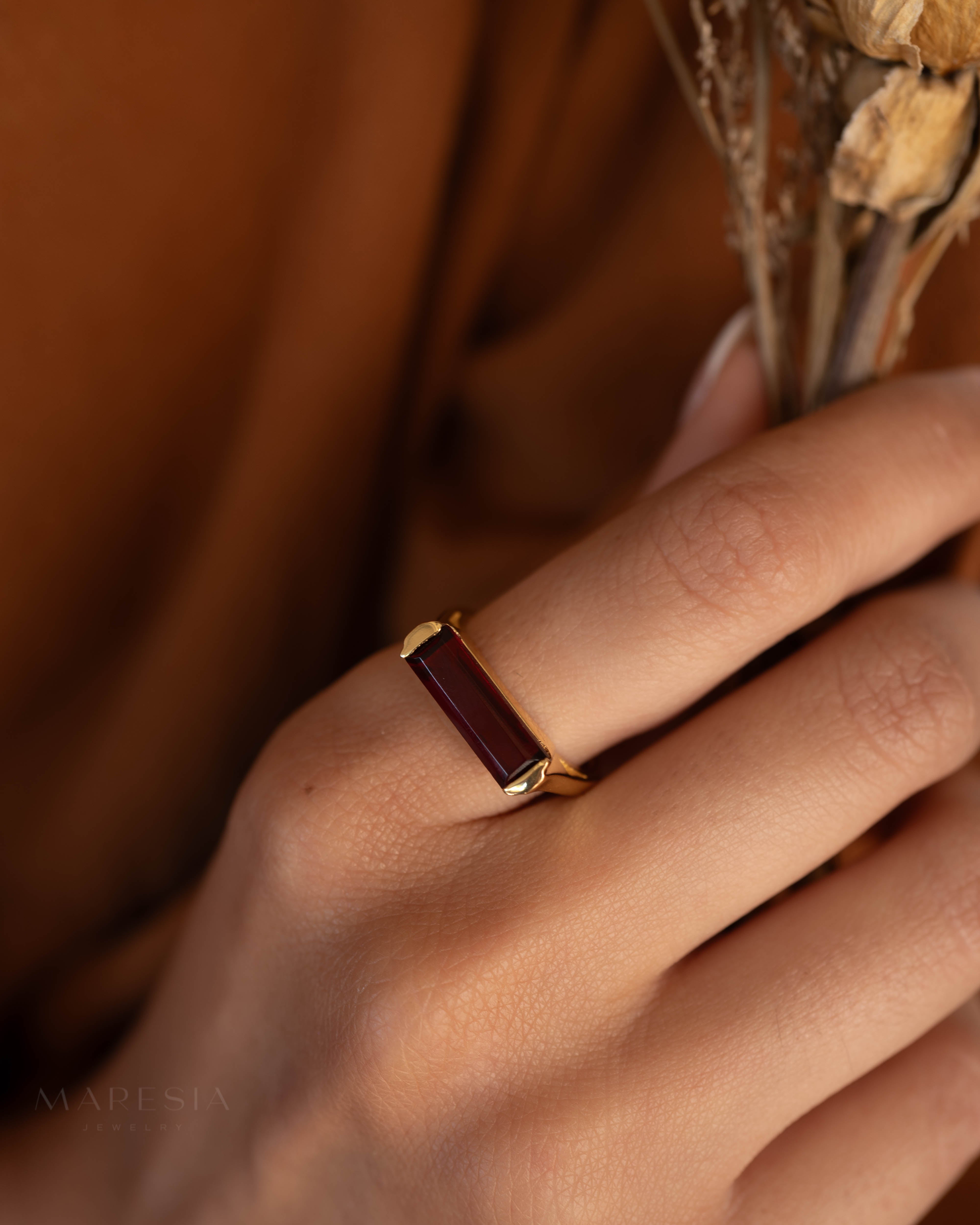 Carine Gold Ring ~ Garnet Hydro ~ 18k Gold Plated ~ MR165 - Maresia Jewelry