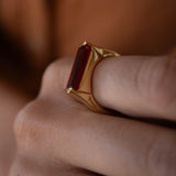 Carine Gold Ring ~ Garnet Hydro ~ 18k Gold Plated ~ MR165