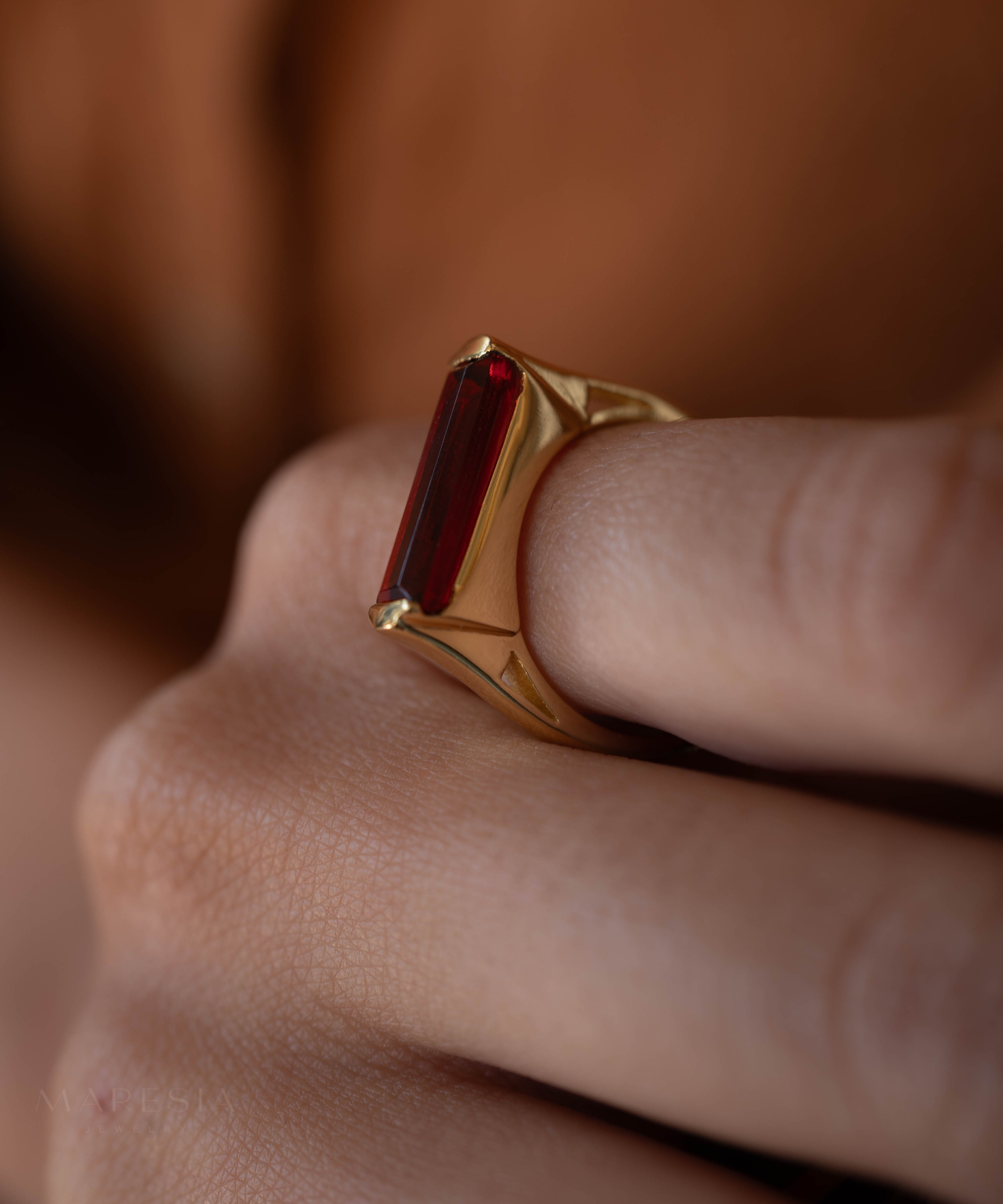 Carine Gold Ring ~ Garnet Hydro ~ 18k Gold Plated ~ MR165 - Maresia Jewelry
