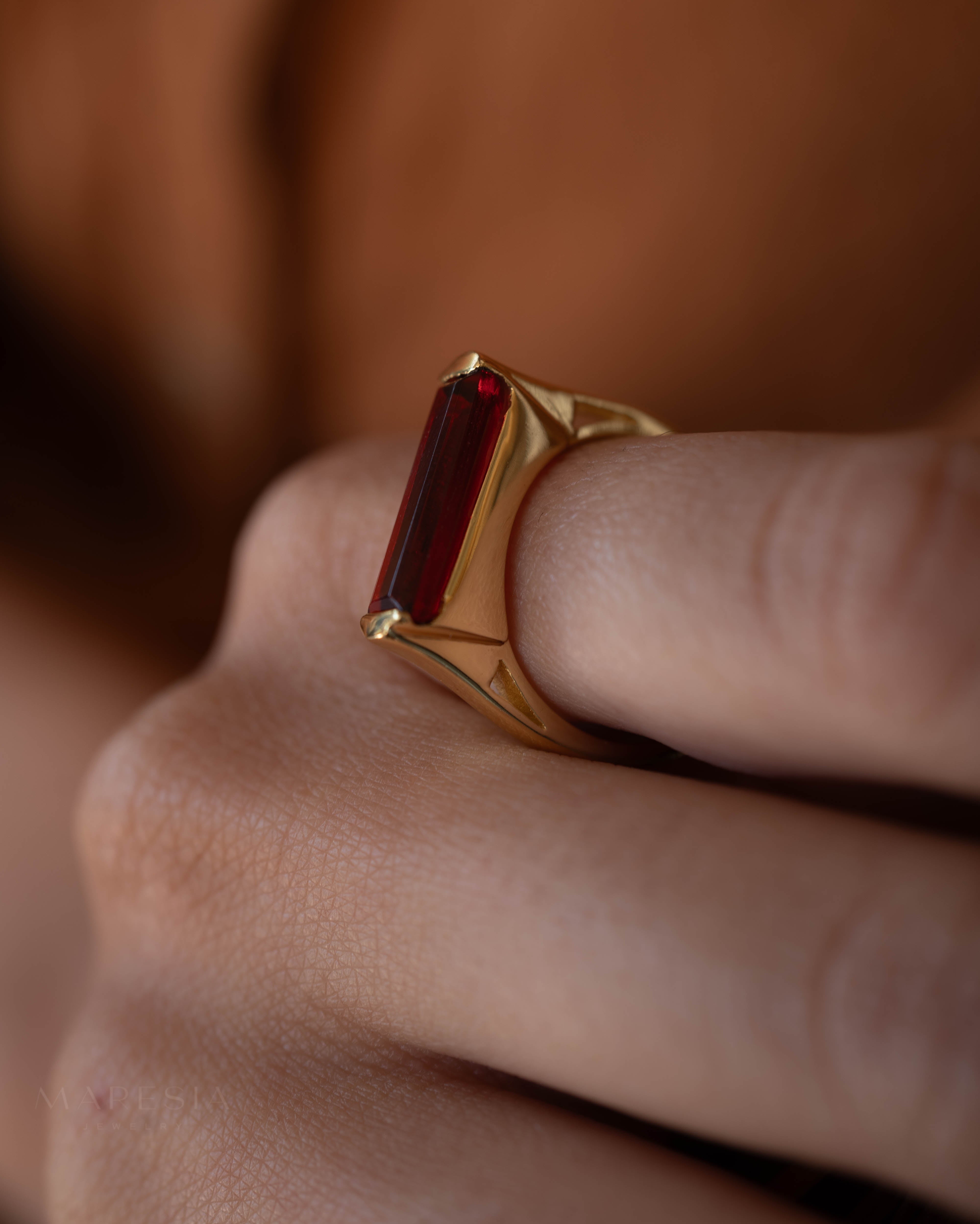 Carine Gold Ring ~ Garnet Hydro ~ 18k Gold Plated ~ MR165 - Maresia Jewelry