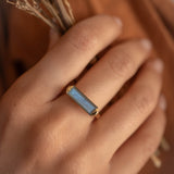 Carine Gold Ring ~ Rainbow Labradorite ~ 18k Gold Plated ~ MR161