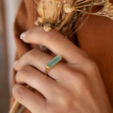 Carine Gold Ring ~ Aqua Chalcedony ~18k Gold Plated ~ MR162