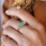 Carine Gold Ring ~ Aqua Chalcedony ~18k Gold Plated ~ MR162 - Maresia Jewelry
