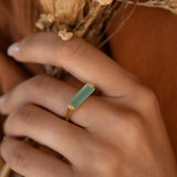 Carine Gold Ring ~ Aqua Chalcedony ~18k Gold Plated ~ MR162