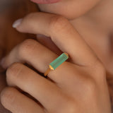 Carine Gold Ring ~ Aqua Chalcedony ~18k Gold Plated ~ MR162