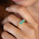 Carine Gold Ring ~ Aqua Chalcedony ~18k Gold Plated ~ MR162 - Maresia Jewelry