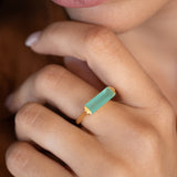 Carine Gold Ring ~ Aqua Chalcedony ~18k Gold Plated ~ MR162 - Maresia Jewelry