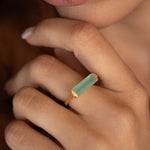 Carine Gold Ring ~ Aqua Chalcedony ~18k Gold Plated ~ MR162 - Maresia Jewelry