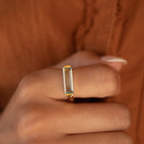 Carine Gold Ring ~ Blue Topaz Hydro ~18k Gold Plated ~ MR166