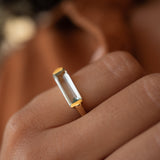 Carine Gold Ring ~ Blue Topaz Hydro ~18k Gold Plated ~ MR166